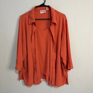 Vintage Joanna Plus Orange Striped Shirt  and tank Size 2X